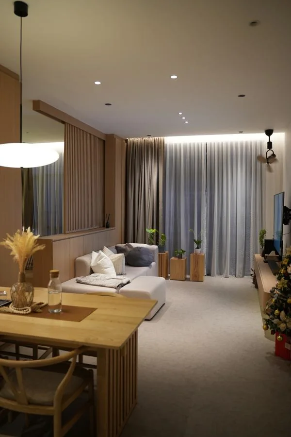 Molek Regency · Light Oak living and dining area at Molek Regency, Johor Bahru